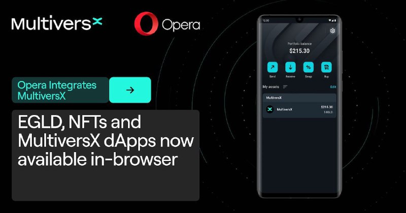 🖼 Opera завершила интеграцию с MultiversX Интеграция предоставит доступ к EGLD, токенам ст...