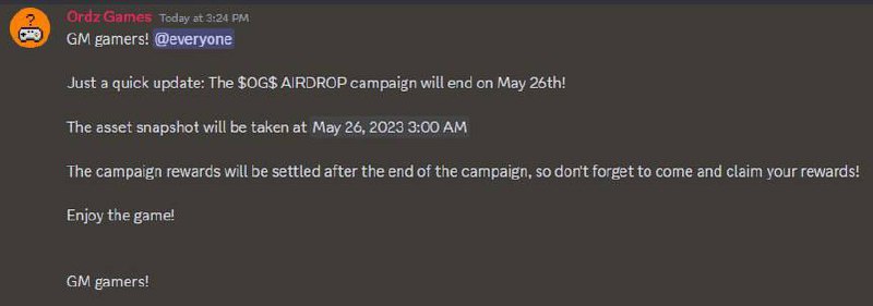 ↩️🖼 Airdrop $OG$ Уже 25 мая будет снепшот всех поинтов у Ordz Games. Даже, если вы до сих пор н...