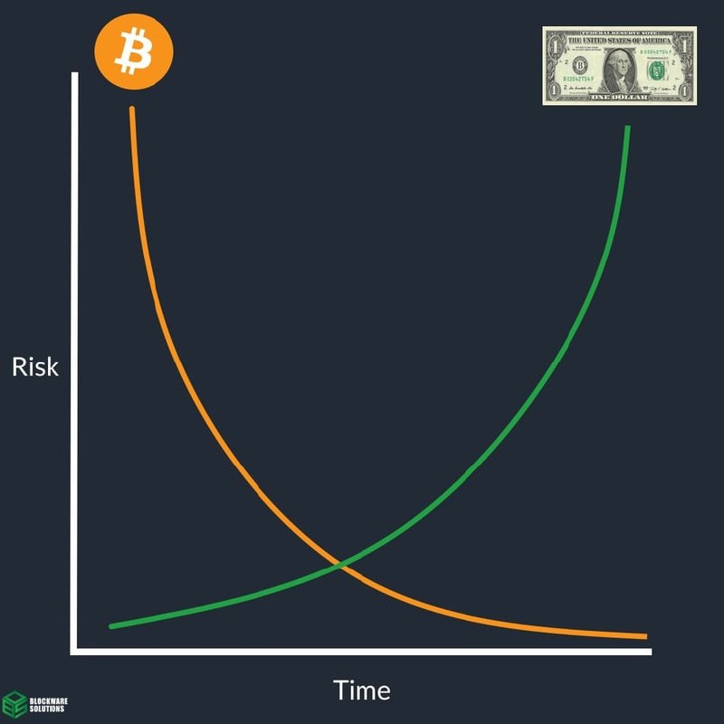 🖼 Blockware Solutions: Риск владения Bitcoin экспоненциально уменьшается с течением времени. ...